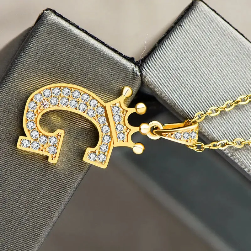 LOVCIA Personality Matters Rhinestone Zircon Letter Pendant Necklace Jewelry for Women