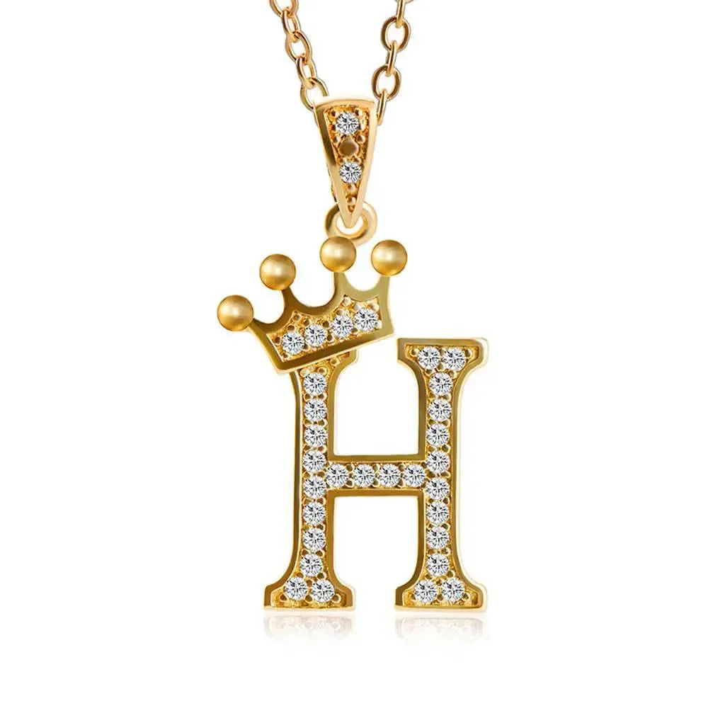 LOVCIA Personality Matters Rhinestone Zircon Letter Pendant Necklace Jewelry for Women