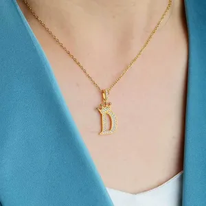 LOVCIA Personality Matters Rhinestone Zircon Letter Pendant Necklace Jewelry for Women