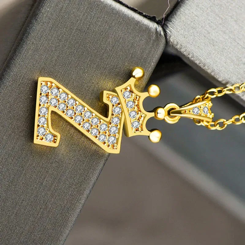 LOVCIA Personality Matters Rhinestone Zircon Letter Pendant Necklace Jewelry for Women