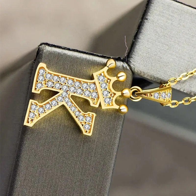 LOVCIA Personality Matters Rhinestone Zircon Letter Pendant Necklace Jewelry for Women