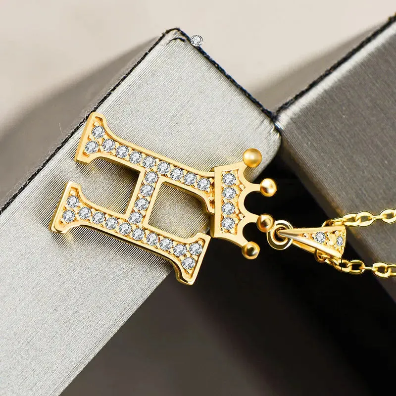 LOVCIA Personality Matters Rhinestone Zircon Letter Pendant Necklace Jewelry for Women