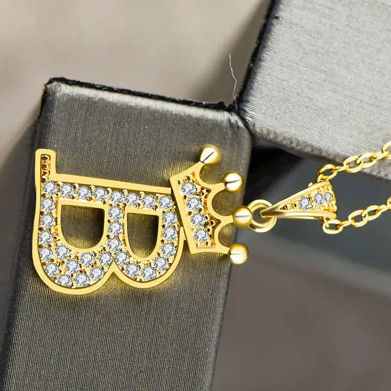 LOVCIA Personality Matters Rhinestone Zircon Letter Pendant Necklace Jewelry for Women