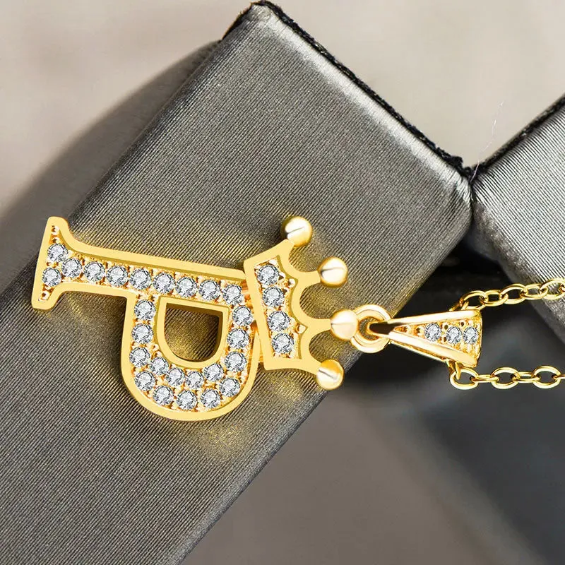 LOVCIA Personality Matters Rhinestone Zircon Letter Pendant Necklace Jewelry for Women