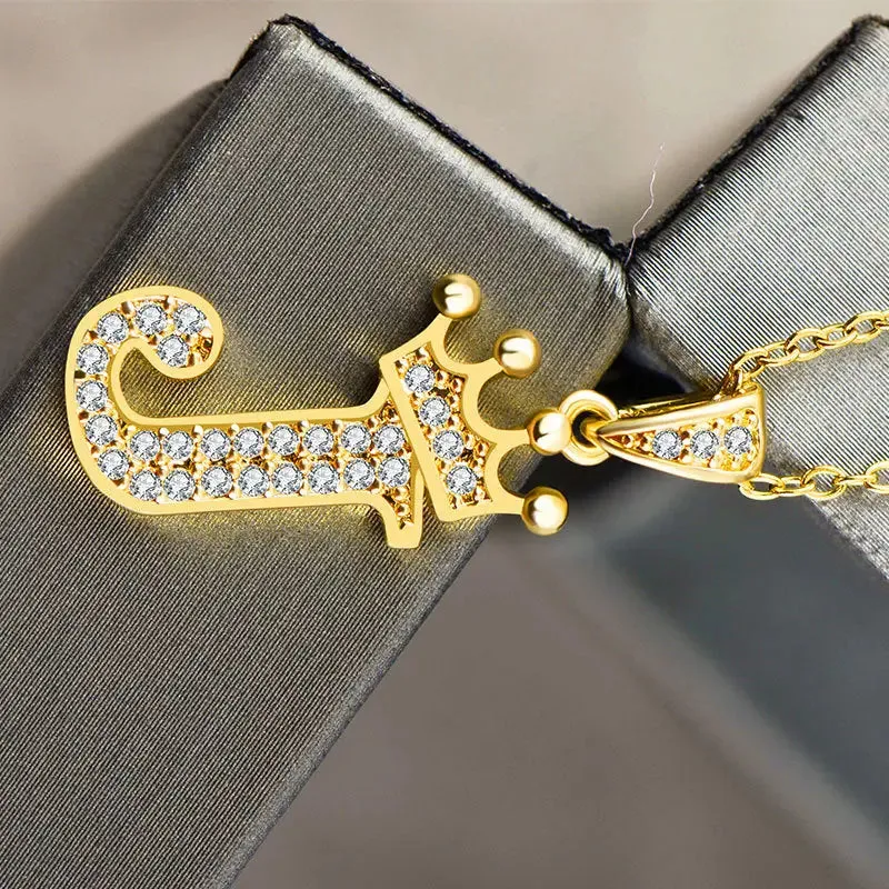 LOVCIA Personality Matters Rhinestone Zircon Letter Pendant Necklace Jewelry for Women