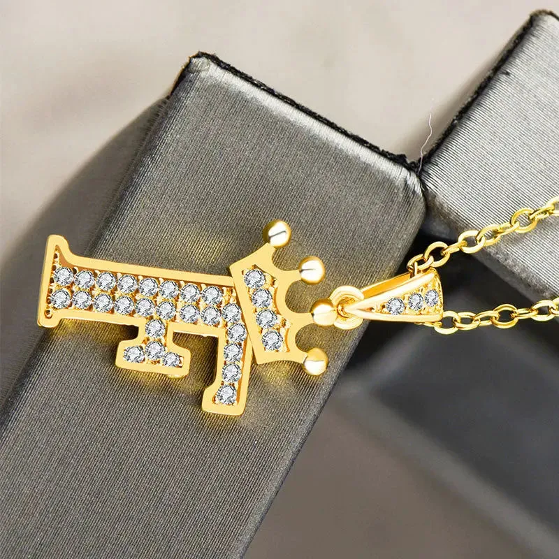 LOVCIA Personality Matters Rhinestone Zircon Letter Pendant Necklace Jewelry for Women