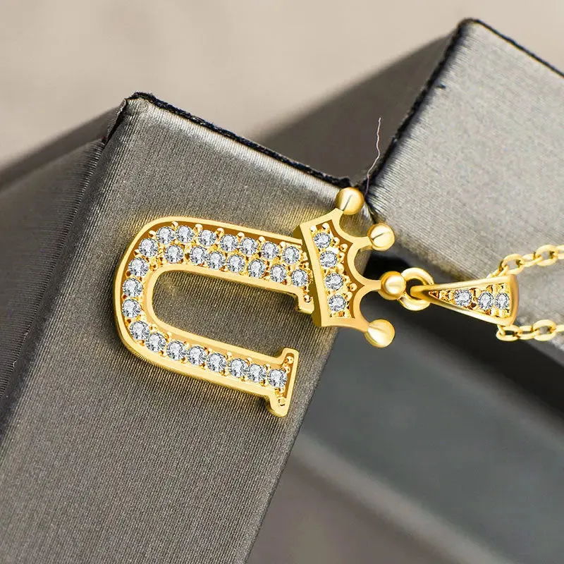 LOVCIA Personality Matters Rhinestone Zircon Letter Pendant Necklace Jewelry for Women