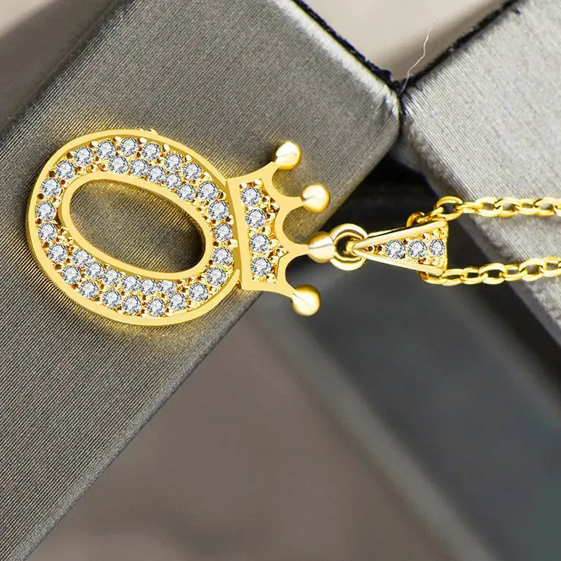 LOVCIA Personality Matters Rhinestone Zircon Letter Pendant Necklace Jewelry for Women