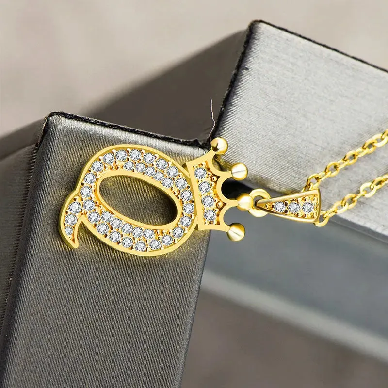 LOVCIA Personality Matters Rhinestone Zircon Letter Pendant Necklace Jewelry for Women