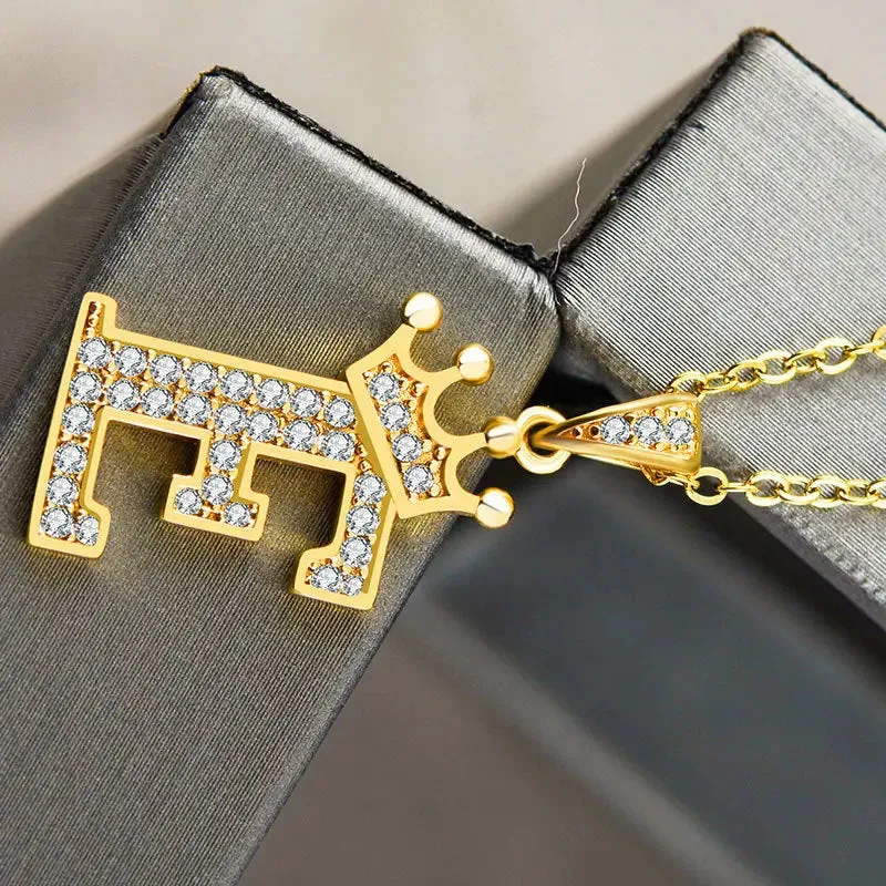 LOVCIA Personality Matters Rhinestone Zircon Letter Pendant Necklace Jewelry for Women