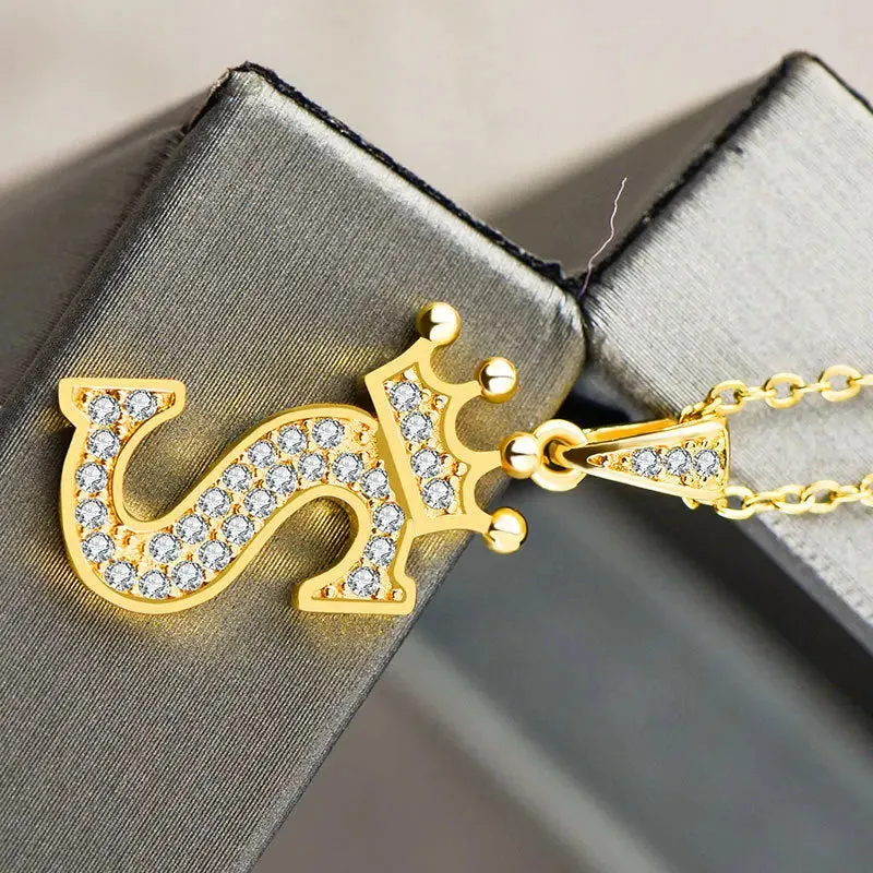 LOVCIA Personality Matters Rhinestone Zircon Letter Pendant Necklace Jewelry for Women