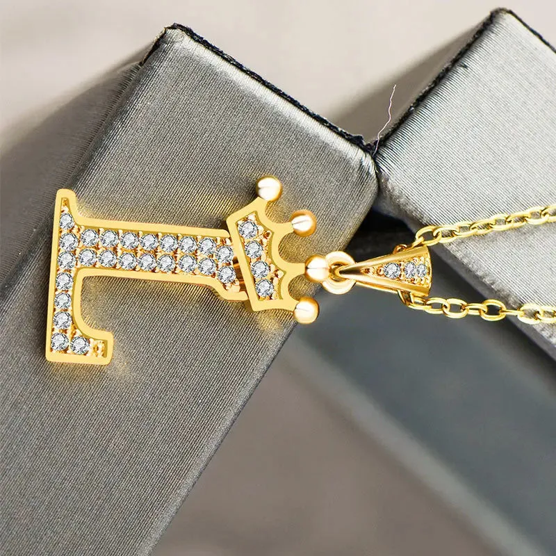 LOVCIA Personality Matters Rhinestone Zircon Letter Pendant Necklace Jewelry for Women