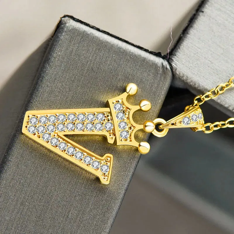 LOVCIA Personality Matters Rhinestone Zircon Letter Pendant Necklace Jewelry for Women
