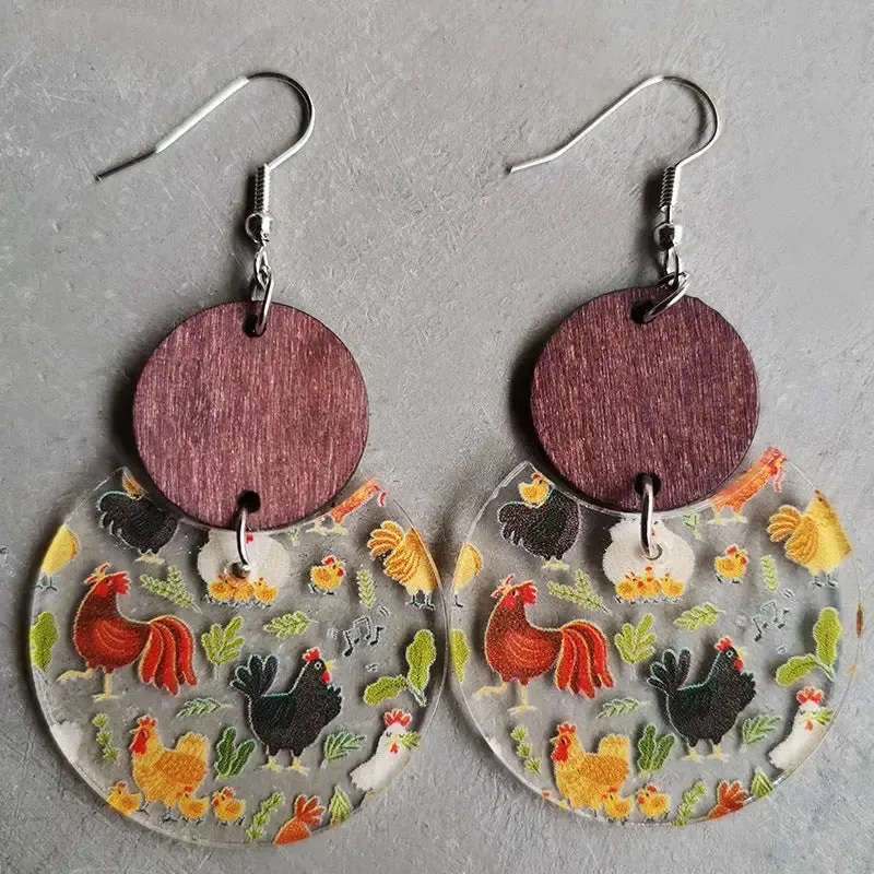 LOVCIA Printed Geometric Drop Earrings