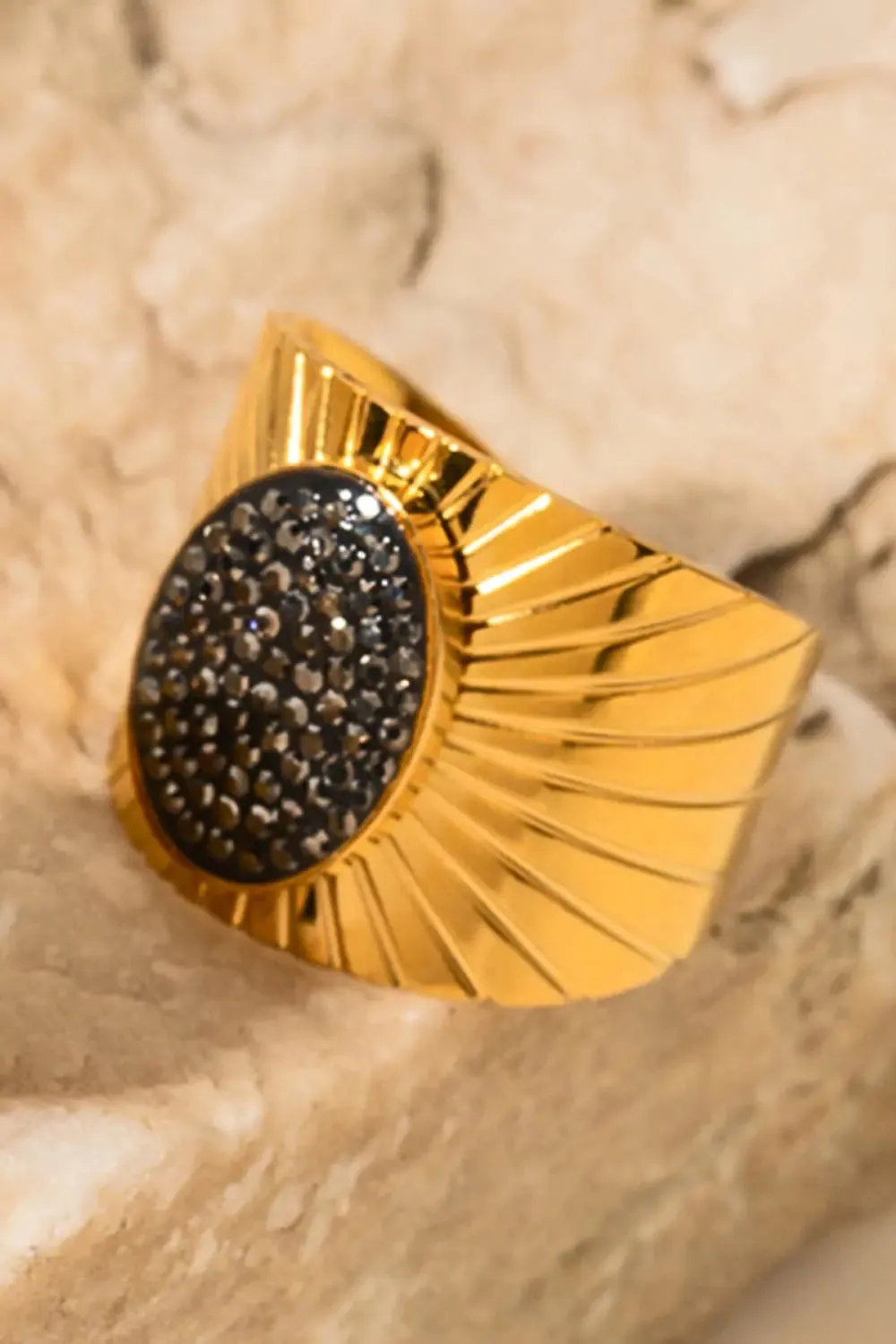 LOVCIA Wide Band Stainless Steel Open Ring