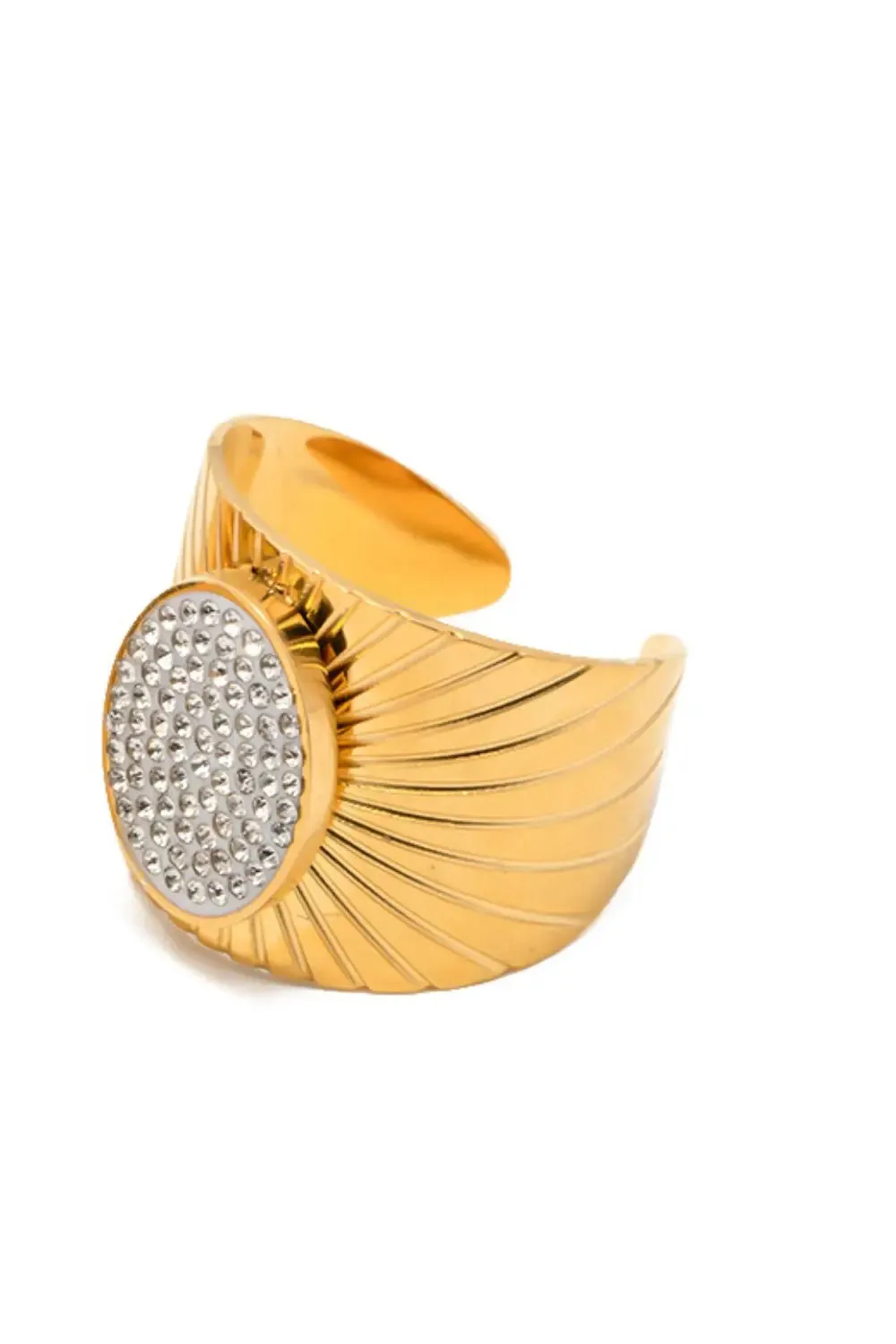 LOVCIA Wide Band Stainless Steel Open Ring
