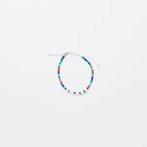 Love Heart Single Strand Bracelet - Pink/Blue Multi