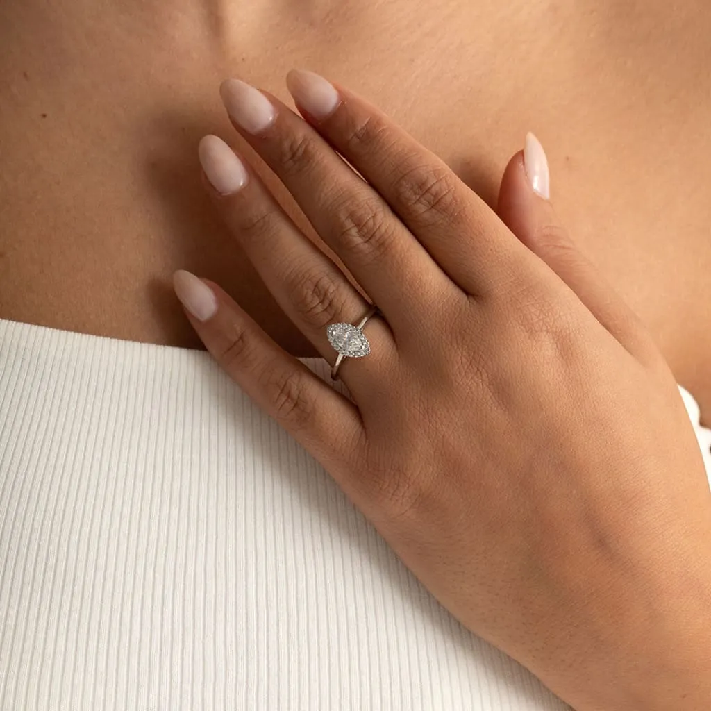 MARIA | Marquise Halo Diamond Set in Platinum 0.70ct