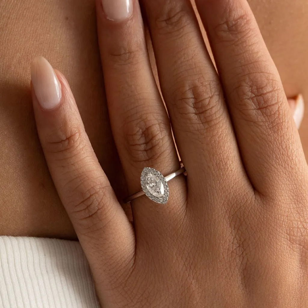 MARIA | Marquise Halo Diamond Set in Platinum 0.70ct
