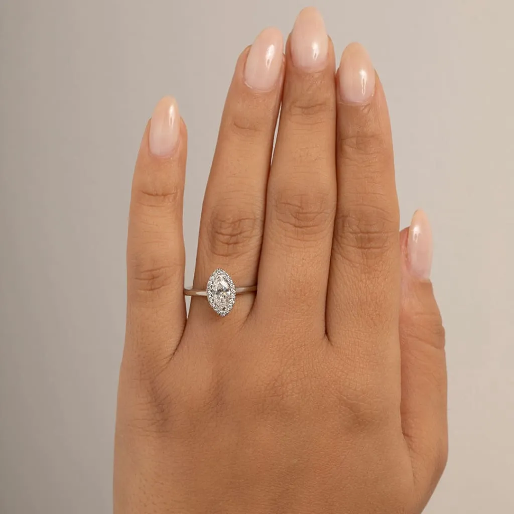 MARIA | Marquise Halo Diamond Set in Platinum 0.70ct