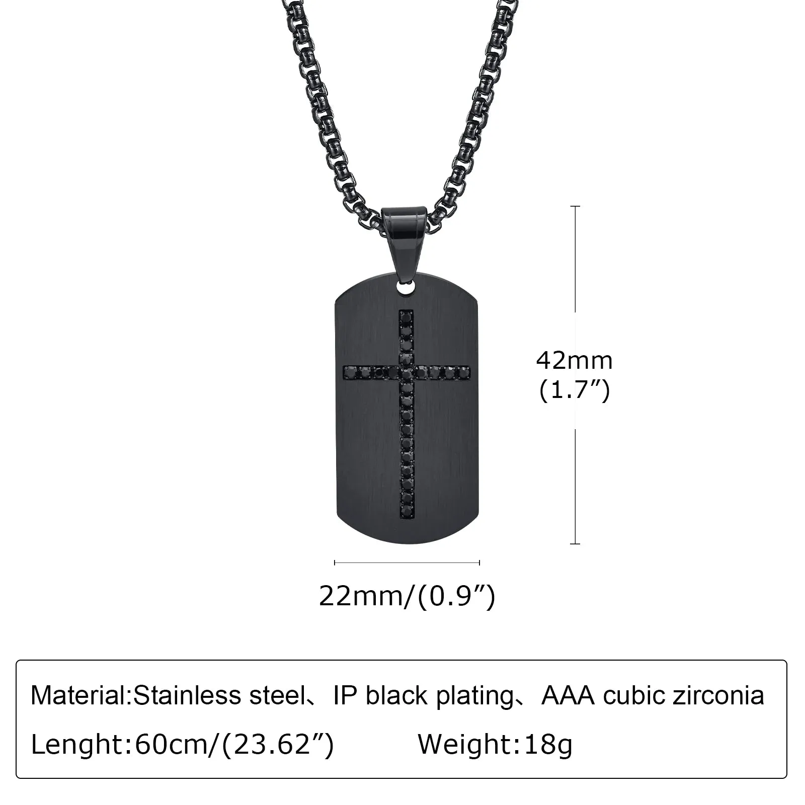 Mens Cross Necklaces,Waterproof Stainless Steel Dog Tag Pendant