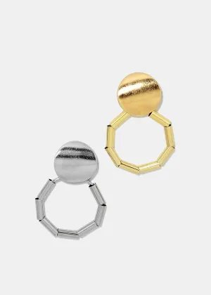 Metal Disc Tube Hoop Earrings