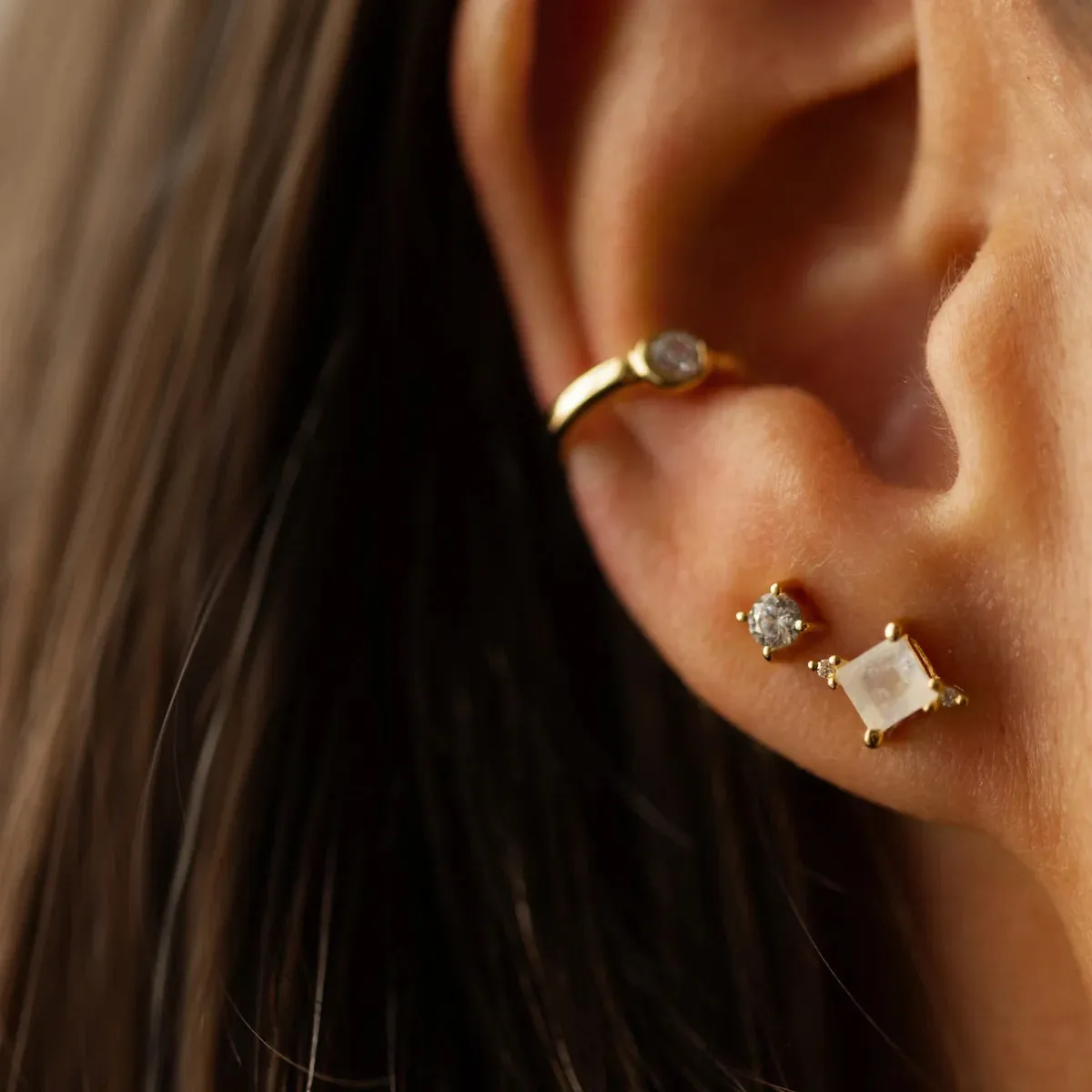 Mini Studs - Silver & C.Z.