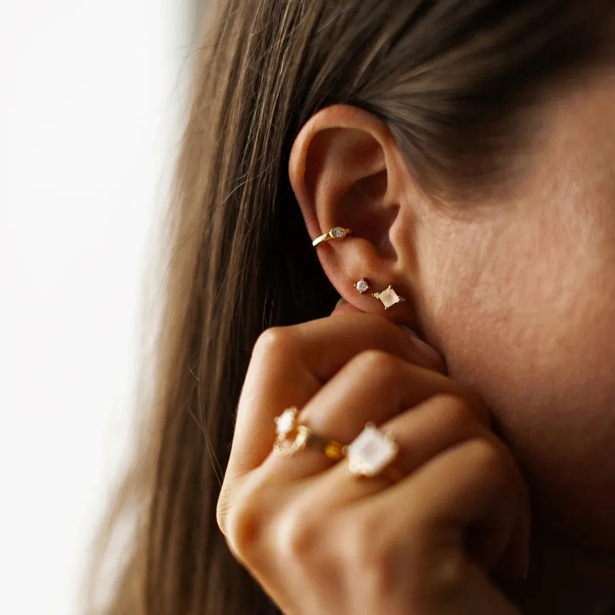 Mini Studs - Silver & C.Z.