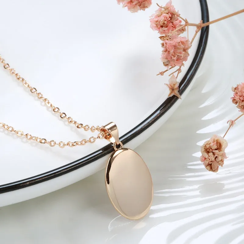 Minimalist Oval Geometric Pendant Necklace