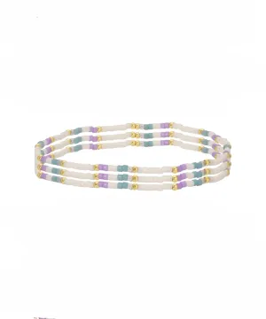 Miyuki Delica Stretch Bracelet - White/Lavender/Grey