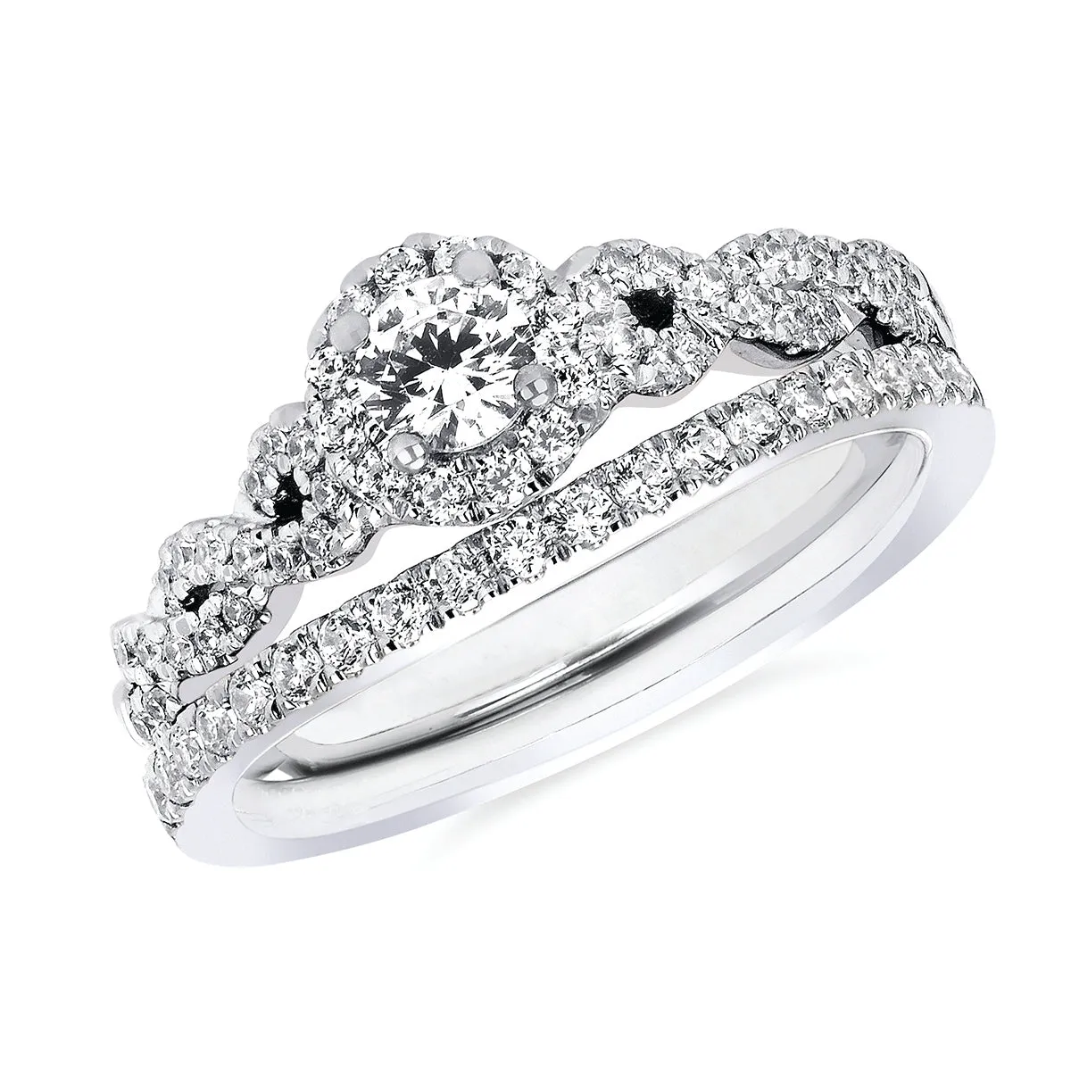 Modern: 1/4 Ctw. Diamond Semi Mount Shown with 1/4 Round Center Diamond in 14K Gold