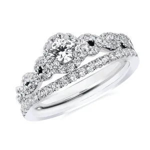 Modern: 1/4 Ctw. Diamond Semi Mount Shown with 1/4 Round Center Diamond in 14K Gold