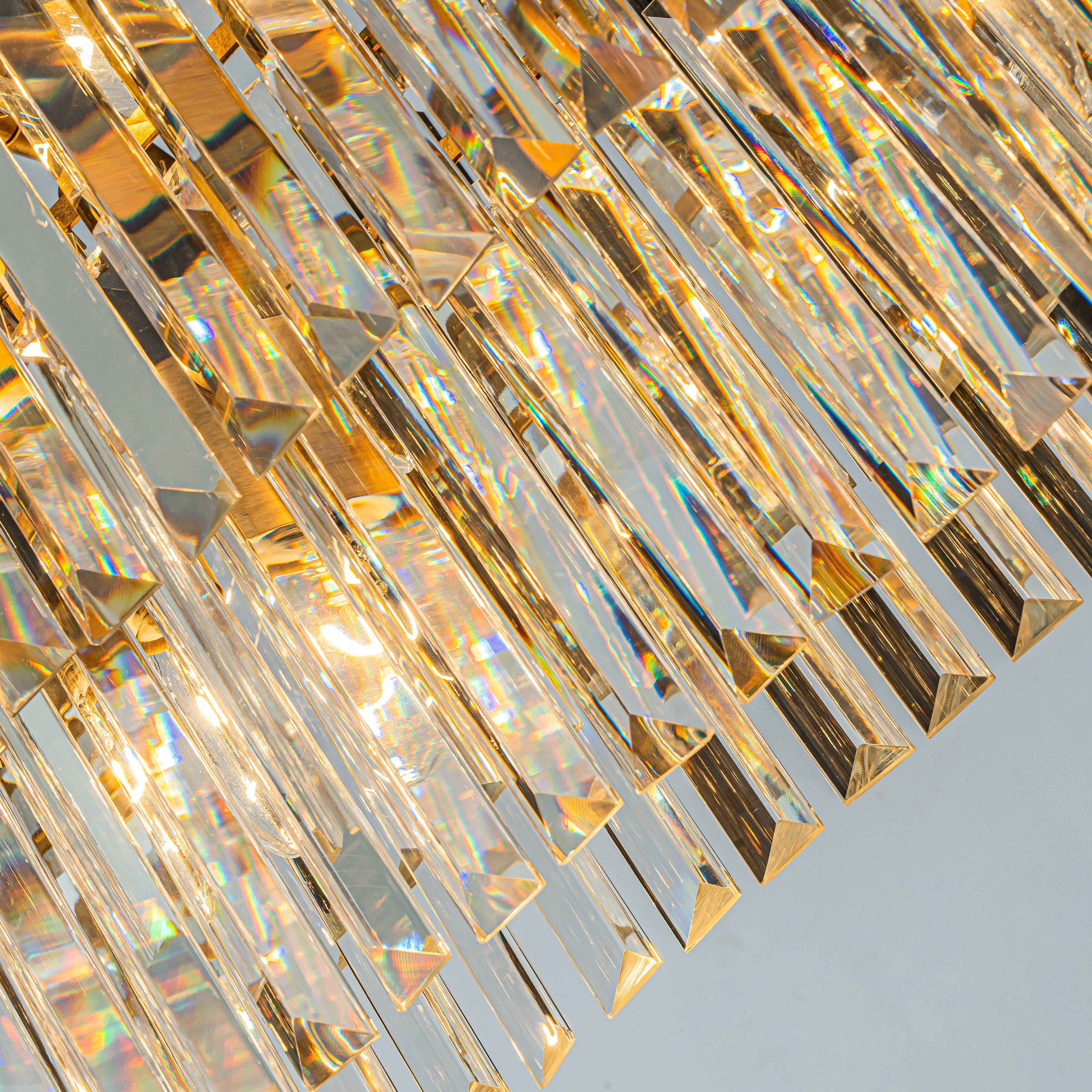 Modern Luxury Rectangle Fringe Crystal Chandelier in Antique Gold