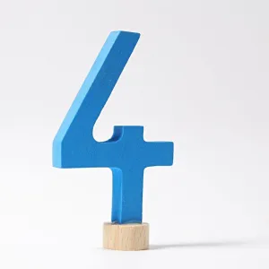 modern number 4 blue ornament for birthday ring