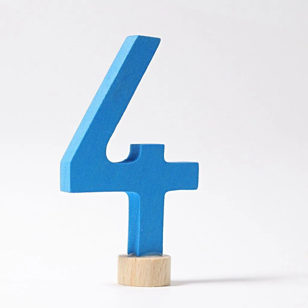 modern number 4 blue ornament for birthday ring