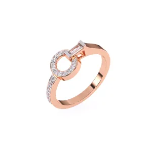 Modern Open Circle Round And Baguette Diamond Ring