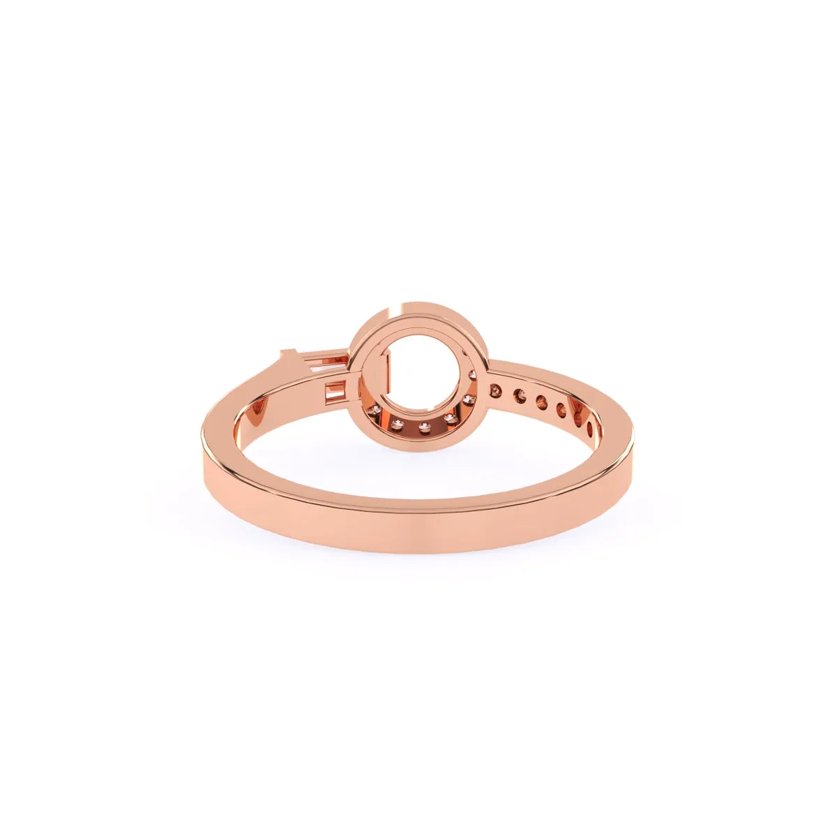 Modern Open Circle Round And Baguette Diamond Ring