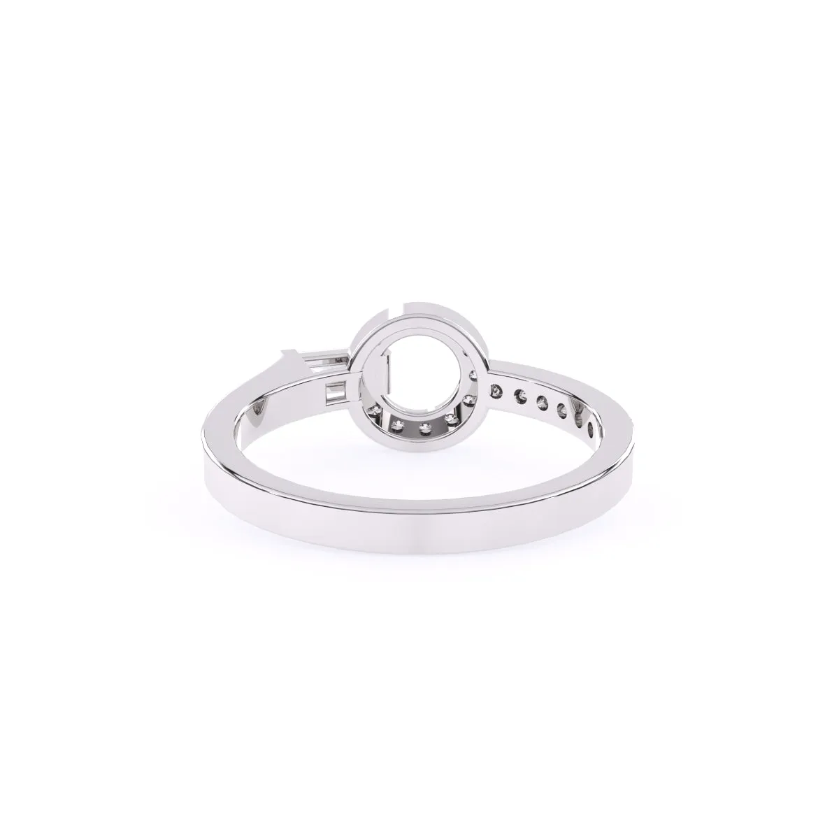 Modern Open Circle Round And Baguette Diamond Ring
