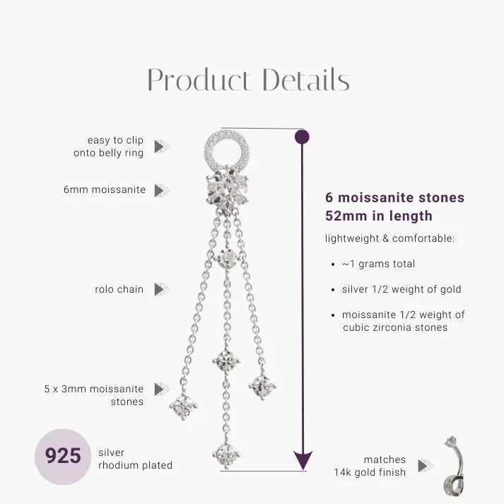 Moissanite Cascade Charm Silver
