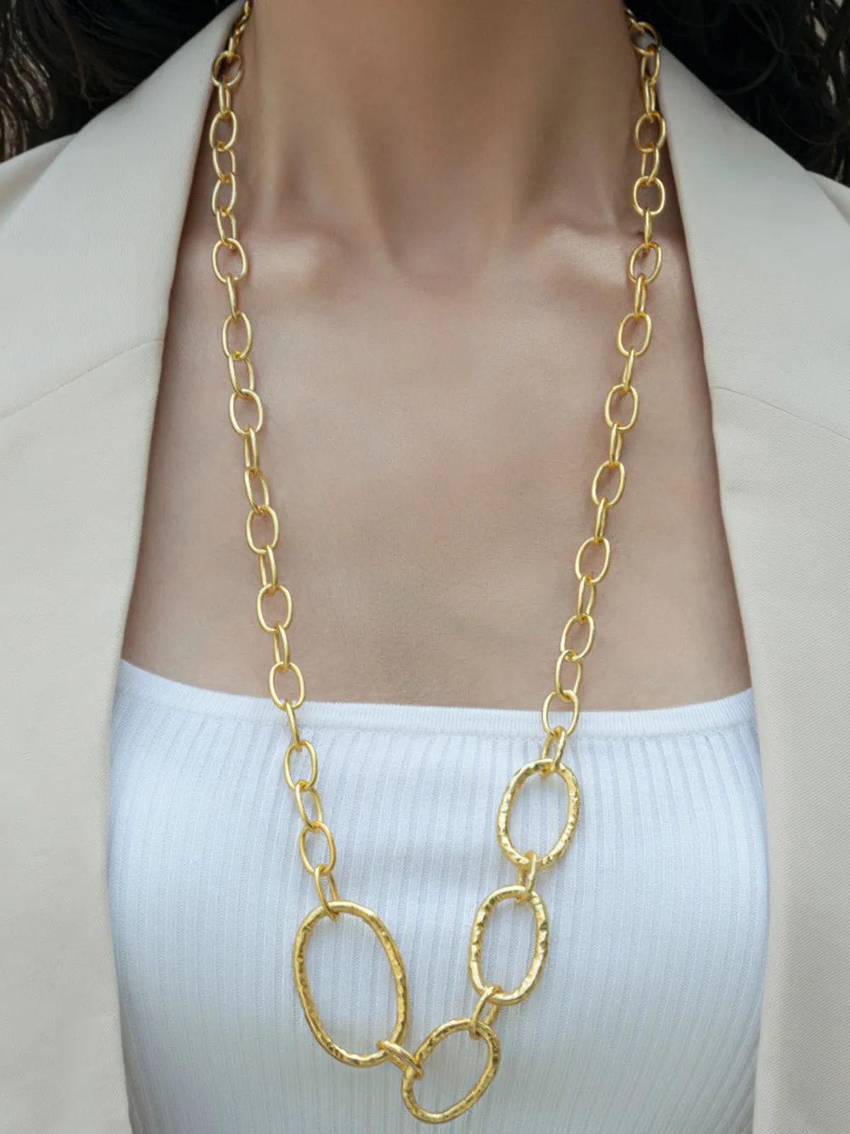 MOKUZAI Trunk Long Necklace Gold Tone