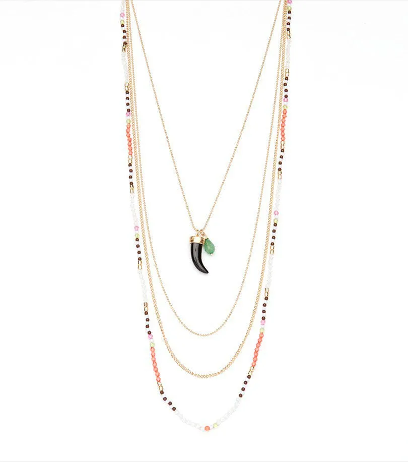 Multi Chain Necklace GOLD/CORAL
