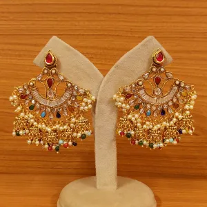 MULTICOLOUR CZ POLKI STUDDED CHAANDBAALI