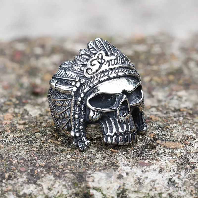 Native Indian Chiefs Skull Stainless Steel Ring