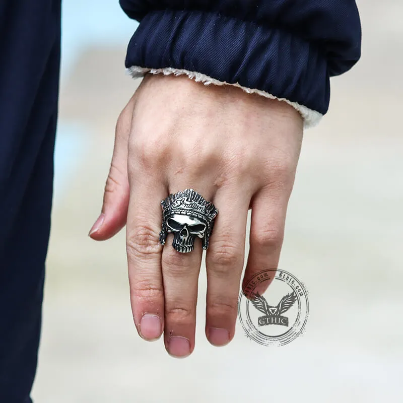 Native Indian Chiefs Skull Stainless Steel Ring