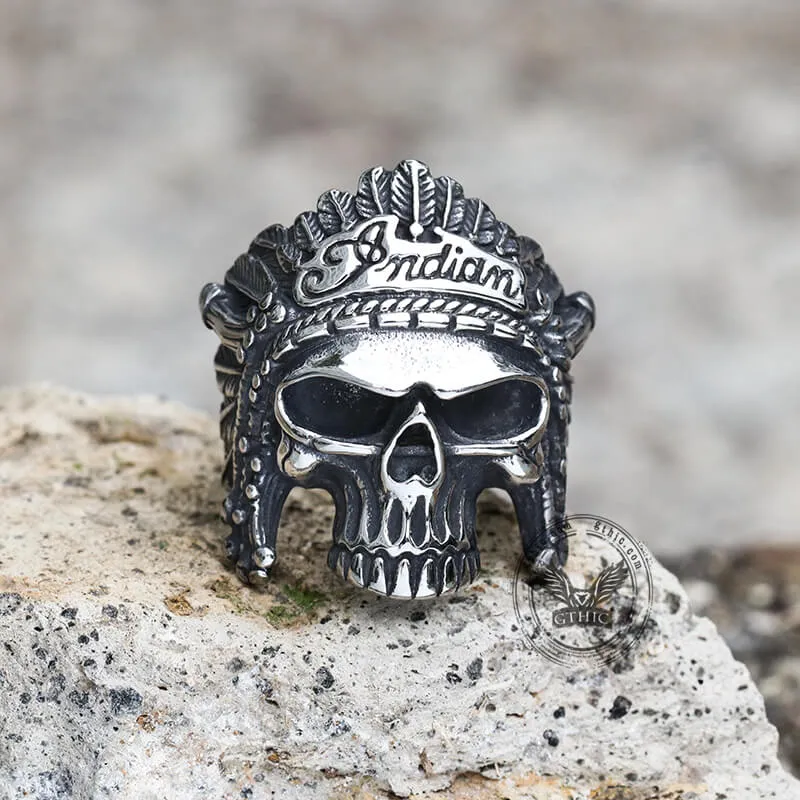 Native Indian Chiefs Skull Stainless Steel Ring