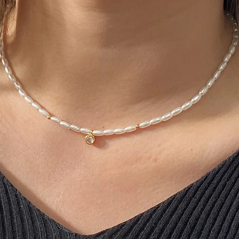 Natural Pearl Pendant Layering Necklace