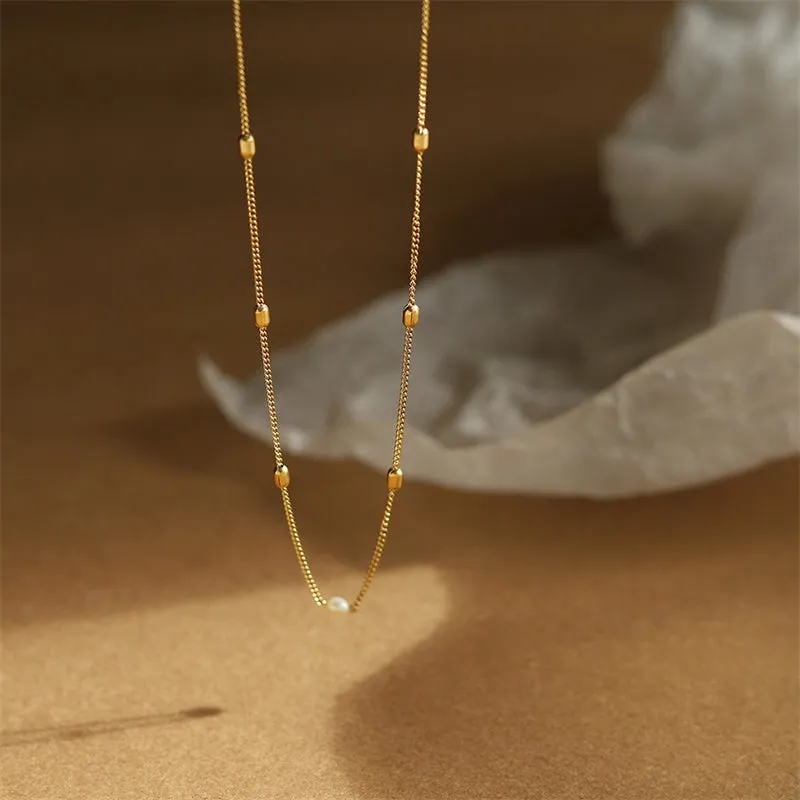 Natural Pearl Pendant Layering Necklace