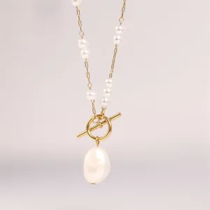 Natural Pearl Pendant Layering Necklace