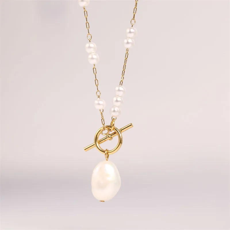 Natural Pearl Pendant Layering Necklace