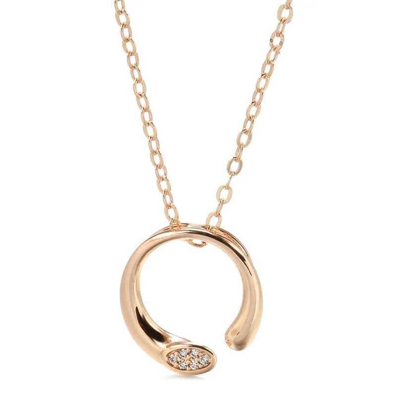 Natural Zircon Necklace For Women 585 Rose Gold Bridal Wedding Necklace